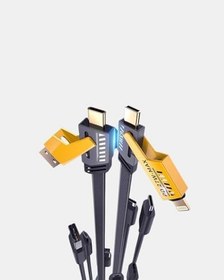 Resim 65W Çoklu Şarj Kablosu 4’ü 1 Arada Örgülü Hızlı Veri Aktarım USB-C USB-A 