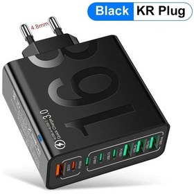 Resim Usb C Şarj Cihazı Çoklu 8 Port Tip C Yüksek Hızlı Hızlı Hızlı Şarj Pd Cep Black Kr Plug ' Beyaz 