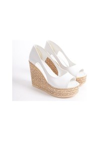 Resim Asmi Shoes Kadın Belon 11 Cm Platformlu Dolgu Topuklu Ayakkabı Beyaz Beyaz 
