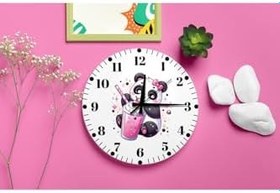 Resim M&H Quality(499) Kız Çocuk Odası İçin Pembe Panda Tasarımlı Sessiz Duvar Saati Pembe 40 x 40 