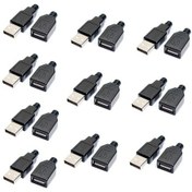 Resim 10 Adet Plastik Kapaklı Usb A Tipi Erkek Soket 10 Adet Usb Dişi 