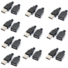 Resim 10 Adet Plastik Kapaklı Usb A Tipi Erkek Soket 10 Adet Usb Dişi 