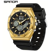 Resim Oldfriend Sanda Erkek Kasa Siyah Altın Kronograf Suya Dayanıklı Spor Digital Analog Kol Saati Diğer 