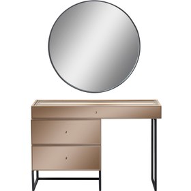 Resim Bronze Aynalı Puflu Makyaj Masası 