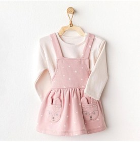 Resim Andywawa Ac25054 Puppy Gazelle Bebe Elbise Takım Pink Pink Pembe 