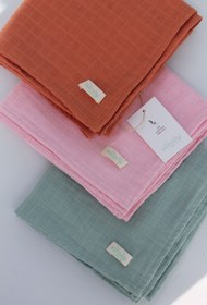 Resim elibaby 3’lü %100 Organik Pamuk Müslin Örtü Seti Kız Bebek Model 3 (PEMBE, TARÇIN, NİL 3 ADET 75x85 CM) 