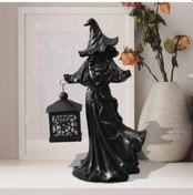 Resim Lijinxu Cadı Fener Heykeli Cadılar Bayramı Dekorasyonu Siyah 