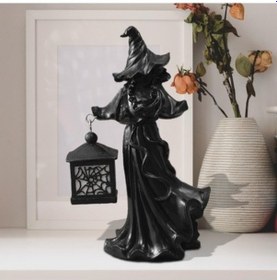 Resim Lijinxu Cadı Fener Heykeli Cadılar Bayramı Dekorasyonu Siyah 