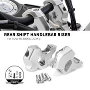 Resim BMW R1300GS 2024 için - Alüminyum Alaşımlı Gidon Yükselticileri - Artırılmış Konfor & Kontrol, CNC İşlenmiş, Gümüş Anodize 