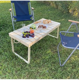 Resim Katlanabilen Ahşap Piknik Masası - Kamp Masası - Yemek Masası - p Ahşap 
