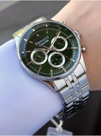 Resim Ferrucci Function Erkek Kol Saati Yeşil Kadran Gümüş Detaylı Fonksiyonel Gümüş Metal Kordon 
