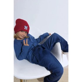 Resim Breeze Erkek Çocuk Jean Pantolon Bağcıklı Fermuarlı Cepli 5-9 Yaş, Koyu Mavi 