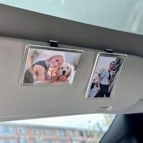 Resim Akrilik Araba Güneşlik Fotoğraf Tutucu - Kendin Yap Çerçeve, Çiftler ve Evcil Hayvan Hatıraları için Mükemmel, Dayanıklı Cüzdan Tarzı Hatıra 