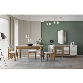 Resim Kemer Mdf Yemek Odası Takımı Beyaz 