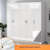 Resim Parlak Beyaz Kendinden Yapışkanlı Vinil Yenileme Stickerları Dolaplar, Tezgahlar & Mobilyalar İçin - Su Geçirmez, Yapıştır & Soy, Kalın Boya Bitişi, Kolay DIY Ev Yenileme, Duvar Stickerları Ev Dekoru Çıkarılabilir 