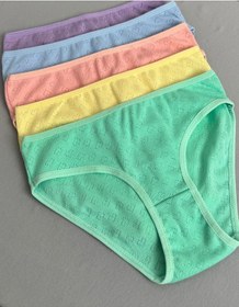 Resim Alya Underwear Kız Çocuk - Garson %100 Pamuklu Slip Külot - Kalp Desenli Jakar İşlemeli Çok Renkli P15 