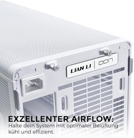 Resim LIAN LI A3-mATX Minimalist Mesh PC Kasası, 26.3L Mikro Form Faktörü, Çelik Hasır Paneller, 4 Yuvalı M-ATX/ITX Desteği, 415mm GPU Kapasitesi, 360mm Soğutucu ve 10x 120mm Fan Uyumluluğu - Beyaz 