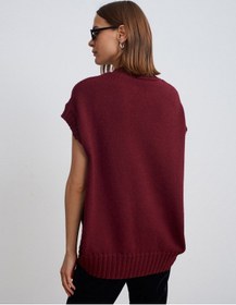 Resim Dilvin 10839 Yün Karışımlı Oversize Süveter-bordo Bordo 