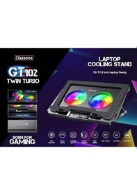 Resim Classone Gt102 Gaming Laptop Soğutucu, 2200rpm , Rgb Işıklı , Led Display , Notebook Soğutucu Stand 