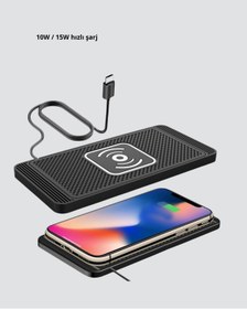 Resim Kanonik Education Manyetik Kablosuz Şarj Pedi 15W Hızlı Şarj Kaymaz Silikon Qi Destekli 