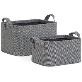 Resim Ocean Home Textile 2'li Antrasit Renk Dokulu Kumaş Sepet Set 24 x 17 x 12 / 30 x 21 x 18 cm 