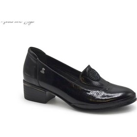 Resim Venüs 2312524k Topuklu Klasik Deri Kadın Ayakkabı Siyah Rugan 