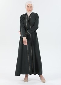 Resim Biye Detaylı Abaya Ferace Haki | 206709 - 44 / Haki 