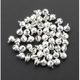 Resim Ozn Aksesuar Gümüş Parlak Kulplu Çan Zil Hayvan Tasma Zili Amigurumi Zil Kına Gecesi Tef Yapımı Zili 12MM 50 Adet 