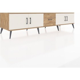 Resim Kronos Tv Ünitesi 2 Raflı Tek Çekmeceli 4 Kapaklı 220x59x51 Çam-aytaşı/çam Aytası/atlas Çam - Atlas Çam 