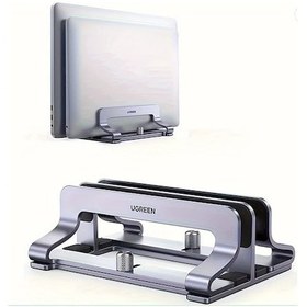 Resim Xuweiwei Koyu Gri Ayarlanabilir Alüminyum Dikey Laptop Standı Ofis İçin Katlanabilir Masaüstü Tutucu 