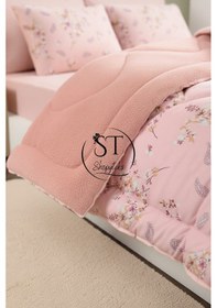 Resim Çift Kişilik Çiçekli Welsoft Yorgan Çift Taraflı 195x215 Pembe 