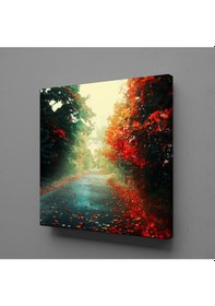 Resim Kırmızı Yeşil Ağaç Kanvas Tablo 200x200cm 