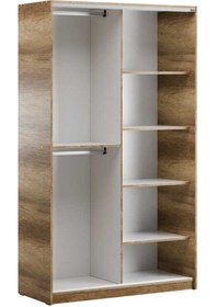 Resim Elit Plus Aynalı Sürgülü Gardırop-açık Ceviz Tori 120x207x52 Cm Gxyxd 