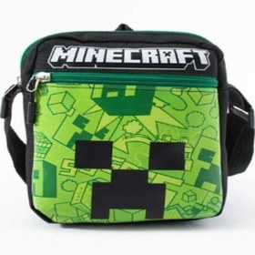 Resim Trg Polo Mineecraft Creeper Çocuk Omuz Çantası 3 Bölmeli Su Geçirmez Kumaş 21 16 6 Cm Siyah - Yeşil 