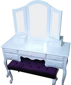 Resim Makyaj Masa 17954 Dresuar Klasik Kayın Aslan ayak Kanat ayna Benc beyaz El yapım 