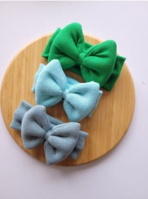 Resim SeherBebeButik Kız Bebek & Çocuk Fiyonklu Bandana 3'lü Set 