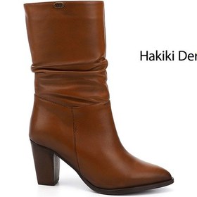Resim Gönderi(R) Gönderi R Kadın Taba Antik Sivri Burun Körüklü Kalın Topuklu Hakiki Deri Çizme Gkzc13444579 Taba 