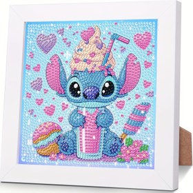 Resim Çerçeveli 1 Takım Disney Elmas Boyama, Kendin Yap Stitch Elmas Boyama Seti, Dijital Resim Sanat Elmas Boyama, Karikatür Mozaik Yaptırma ile Ev Duvar Dekorasyonu 