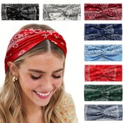 Resim 1 Adet Kadınlar İçin Boho Paisley Desenli Başbandı - Yumuşak Polyester Örme Kumaş, Geniş, Esnek, Ter Emici Saç Bandı Yoga, Koşu, Fitness İçin - Çok Yönlü Sonbahar Sezonu Aksesuarı 