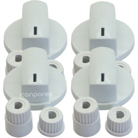 Resim icanPARES Eminçelik-esty-ferre Uyumlu Ankastre Set Üstü Ve Ocak 4 Lü Düğme Takımı - Beyaz 