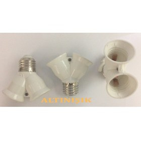 Resim İkili Duy Duy Çoklayıcı E27=2Xe27 1 Ampul Yerine 2 Ampul Takılır 