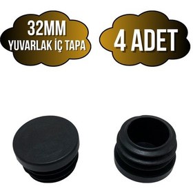 Resim Yuvarlak Demir Profil İç Tapa Geçme Plastik Ayak Geçme Koruma Plastiği 32mm 4 Adet Siyah Siyah 