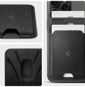Resim Spigen Valentinus Magfit İphone Uyumlu 14, 13, 12 İçin Manyetik Cüzdan Kartlık 3 Kartlı Fabric Black 