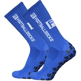 Resim Xindoker Profesyonel Futbol Çorabı Silikon Sünger Anti Kayma Eğitmen Oyuncu Mavi Yüksek Elastisite Nem Emici Göğüs Mavi 