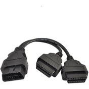 Resim ELM327 OBD2 Soket Çoklayıcı Y kablo 16 Pin Uzatma Kablosu 30cm 