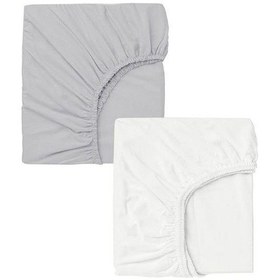 Resim 2 Adet 65x95 Cm Anne Yanı Lastikli Penye Kumaş Bebek Çarşafı-beyaz-gri 