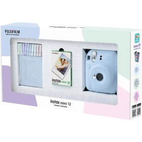Resim Fujifilm Instax Mini 12 Mavi Fotoğraf Makinesi 10'lu Film ve Mandal Bundle Box 