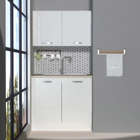 Resim Decoraktiv Mini 90 MDF Hazır Mutfak Dolabı - Tezgah Dahil - Parlak Beyaz 