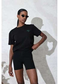 Resim Siyah Kısa Biker Tayt Siyah 