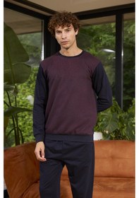 Resim Kly 8050 Erkek Uzun Kol Midi Yaka İki İplik Pijama Takım Bordo 